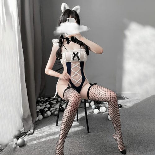 角色扮演 – 二次元軟妹繫帶連體衣套裝（含髮箍）